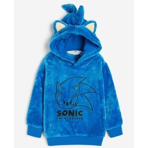 H&M Boys Sonic the Hedgehog Super Soft Plush Pile Hoodie Sweatshirt Size 3t NEW